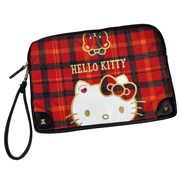 Hello Kitty 40th Anniversary Plaid Wristlet Bag Sanrio - Picture 1 of 5